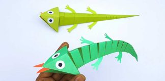 DIY Moving Paper Toy Chameleon