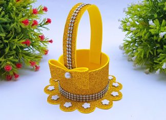 DIY Beautiful Foamiran Flower Basket Handmade